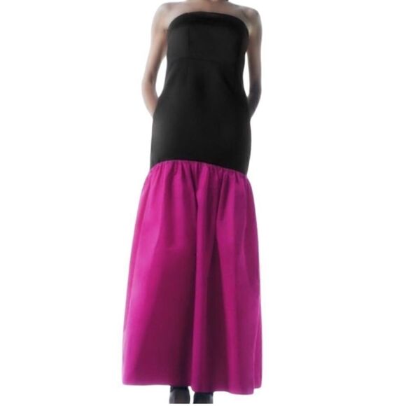 Zara Pink & Black Color block Strapless Maxi Dress(Size Large) - Picture 4 of 6